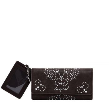 Large studded wallet braun
