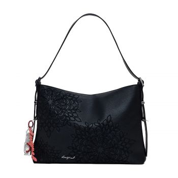 Medium embroidered faux leather bag