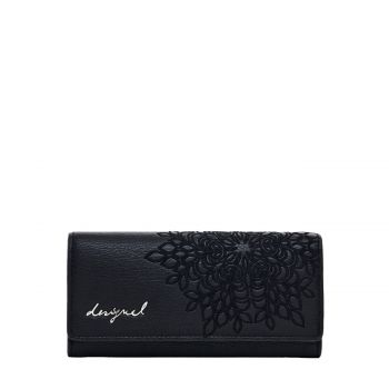Medium embroidered faux leather wallet