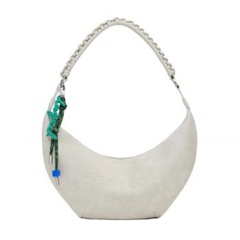 Medium faux leather bag with 3d logo white