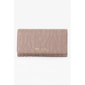 Portofel de piele ecologica cu clapa si model monograma