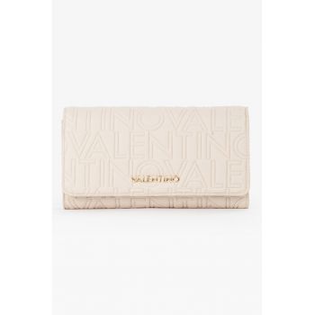 Portofel de piele ecologica cu clapa si model monograma