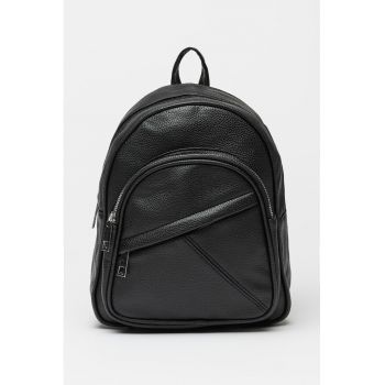 Rucsac de piele ecologica cu buzunar frontal cu fermoar