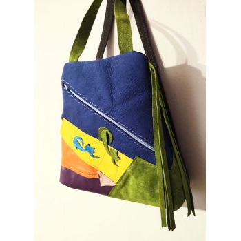 Rucsac multicolor ,din piele naturala ,cu pisicute colorate, unicat
