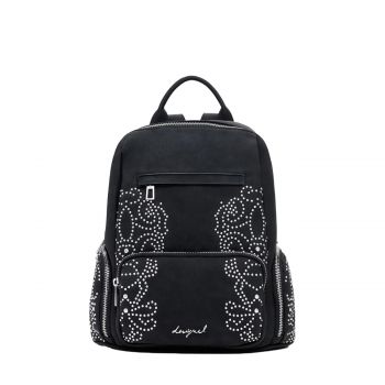 Small backpack with studded pockets schwarz