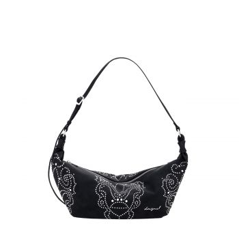 Studded faux leather bag schwarz