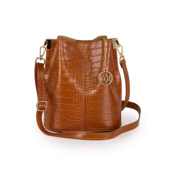 Geanta bucket cu model piele de reptila