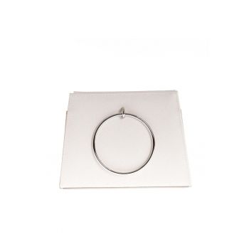 Geanta crem cu manere rotunde metalice