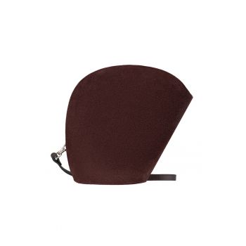 Geanta crossbody asimetrica de piele si piele intoarsa
