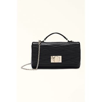 Geanta crossbody de piele cu bareta lant