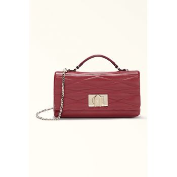 Geanta crossbody de piele cu bareta lant