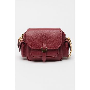Geanta crossbody de piele cu buzunare cu clapa Campus