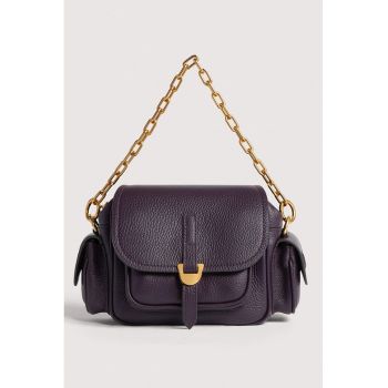 Geanta crossbody de piele cu buzunare cu clapa Campus