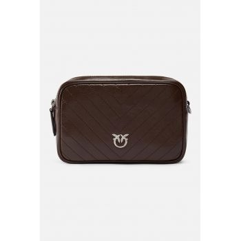 Geanta crossbody de piele cu doua compartimente