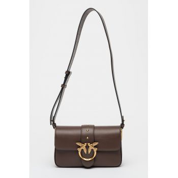 Geanta crossbody de piele cu logo metalic
