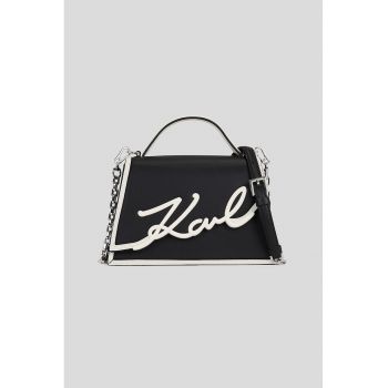 Geanta crossbody de piele cu logo supradimensionat