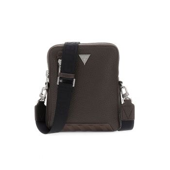 Geanta crossbody de piele ecologica cu logo metalic