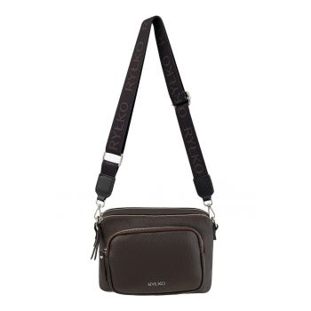 Geanta crossbody din piele cu buzunar exterior
