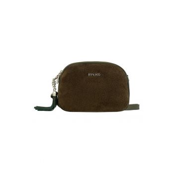 Geanta crossbody din piele intoarsa cu canaf decorativ