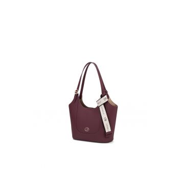 Geanta shopper din piele ecologica cu accesoriu logo