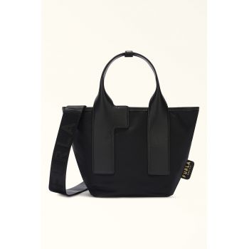 Geanta shopper mica cu garnituri de piele Piuma
