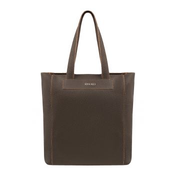 Geanta tote de piele cu logo metalic