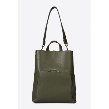 Rucsac din piele cu buzunar exterior