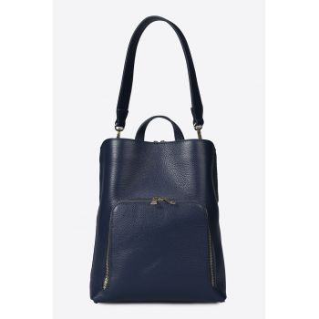 Rucsac din piele cu buzunar exterior