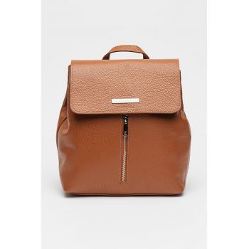 Rucsac din piele cu buzunar exterior