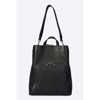 Rucsac din piele cu buzunar exterior