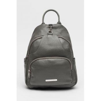 Rucsac din piele cu buzunare exterioare