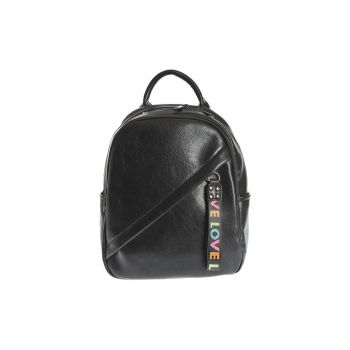 Rucsac negru din piele ecologica Love -  Paris
