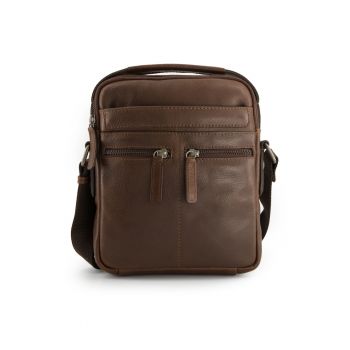 Geanta crossbody din piele naturala cu buzunare multiple