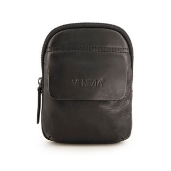 Geanta crossbody din piele naturala cu detaliu logo stantat