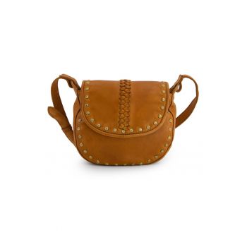 Geanta crossbody din piele naturala cu nituri