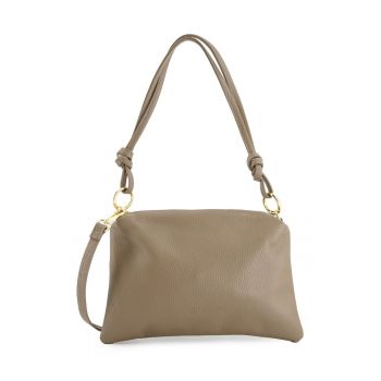 Geanta crossbody  din piele naturala - maro - 20x28x4cm - cu manere decorative - curea detasabila - lungime maxima 128cm.