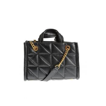 Geanta crossbody neagra cu apect matlasat