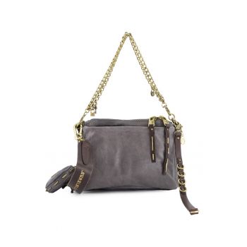 Geanta crossbody  piele naturala - 5 compartimente interioare - dimensiuni 19x25x8cm