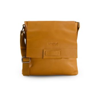 Geanta crossbody  piele naturala - maro - 29x31x5cm - 4 buzunare interioare - 1 buzunar exterior