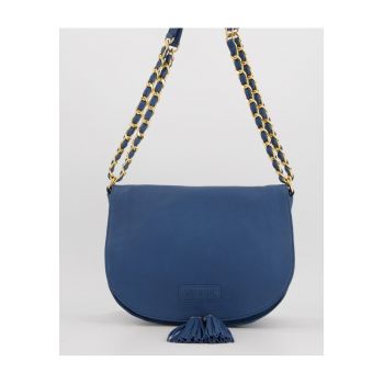 Geanta dama  crossbody - piele naturala - albastru deschis - 20x28x11cm - curea max 115cm