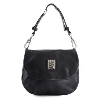 Geanta dama  crossbody - piele naturala - neagra - 21x27x6cm - curea detasabila max 62cm - 4 buzunare interioare