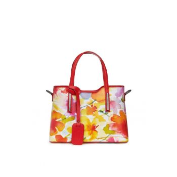 Geanta dama din piele cu model floral Mariella FF3