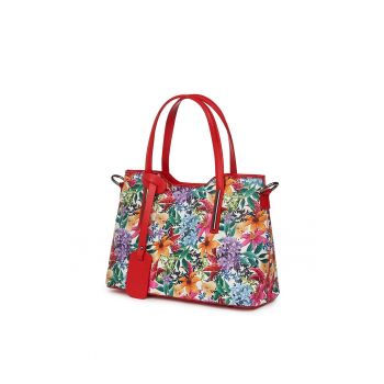 Geanta dama din piele cu model floral Mariella FF5