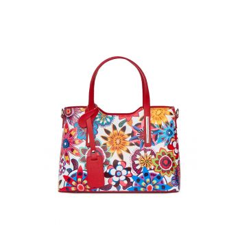 Geanta dama din piele cu model floral Mariella FF7