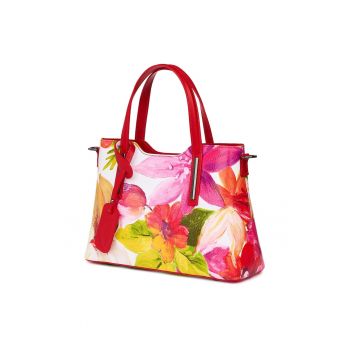 Geanta dama din piele cu model floral Mariella FF9
