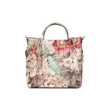Geanta dama din piele naturala Fabiana cu model floral FF1