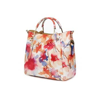 Geanta dama din piele naturala Fabiana cu model floral FF4