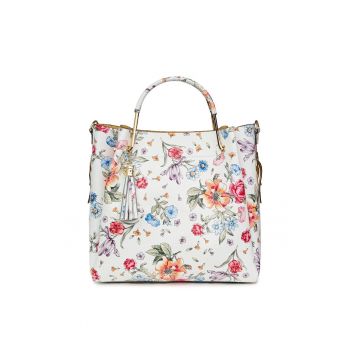 Geanta dama din piele naturala Fabiana cu model floral