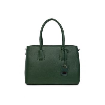 Geanta dama din piele naturala Valentina verde inchis