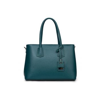 Geanta dama din piele naturala Valentina verde marin